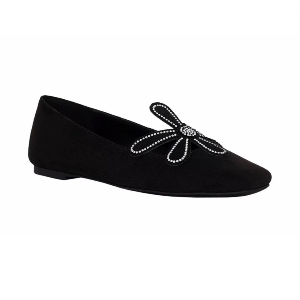 Katy Perry $129 Evie Daisy Rhinestone Ballet Flats Black Womens 7 NEW